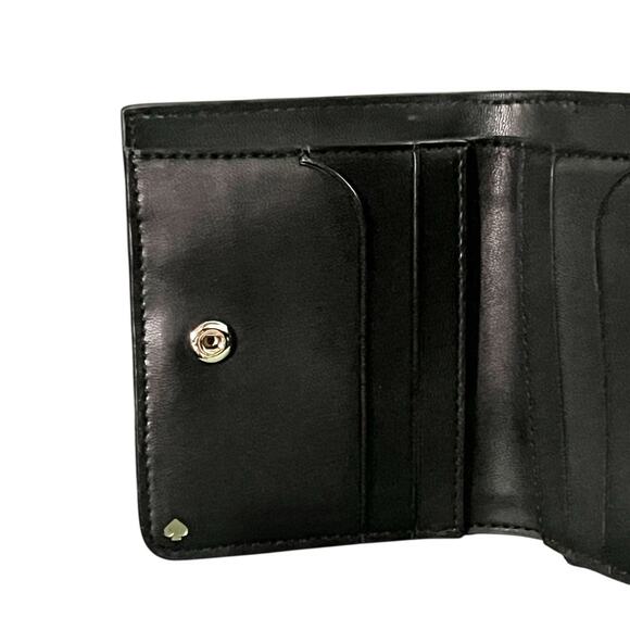 KATE SPADE Shimmy Glitter Black Small L-Zip Saffiano Leather Bifold Wallet - Picture 5 of 13